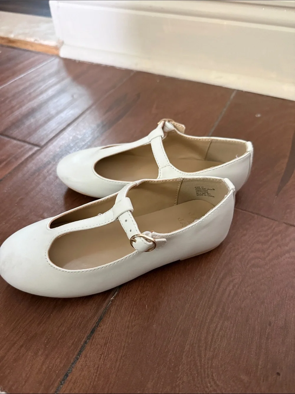 Janie and Jack White T‑Strap Girls Dress Shoes